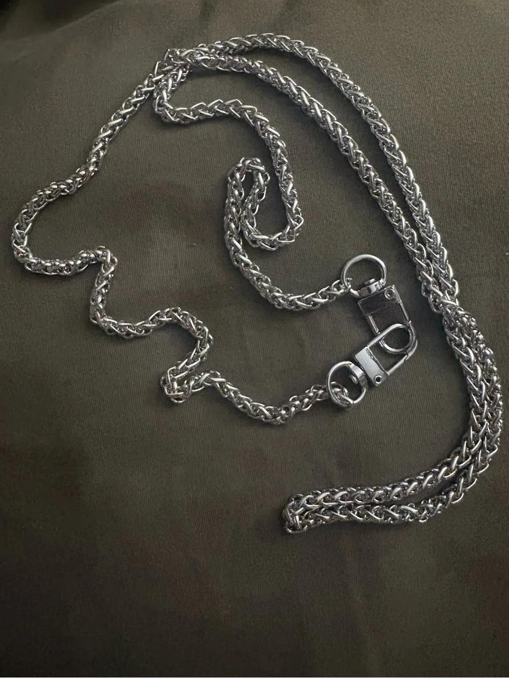 Authentic Prada Black Saffiano Leather Wallet with unbranded Silver Chain